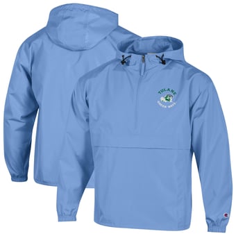 Men's Champion  Light Blue Tulane Green Wave Embroidered Packable Jacket