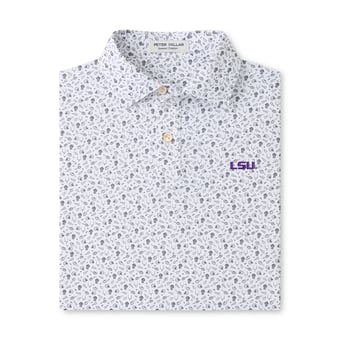 Youth Peter Millar  Gray LSU Tigers Kick Off Performance Jersey Polo