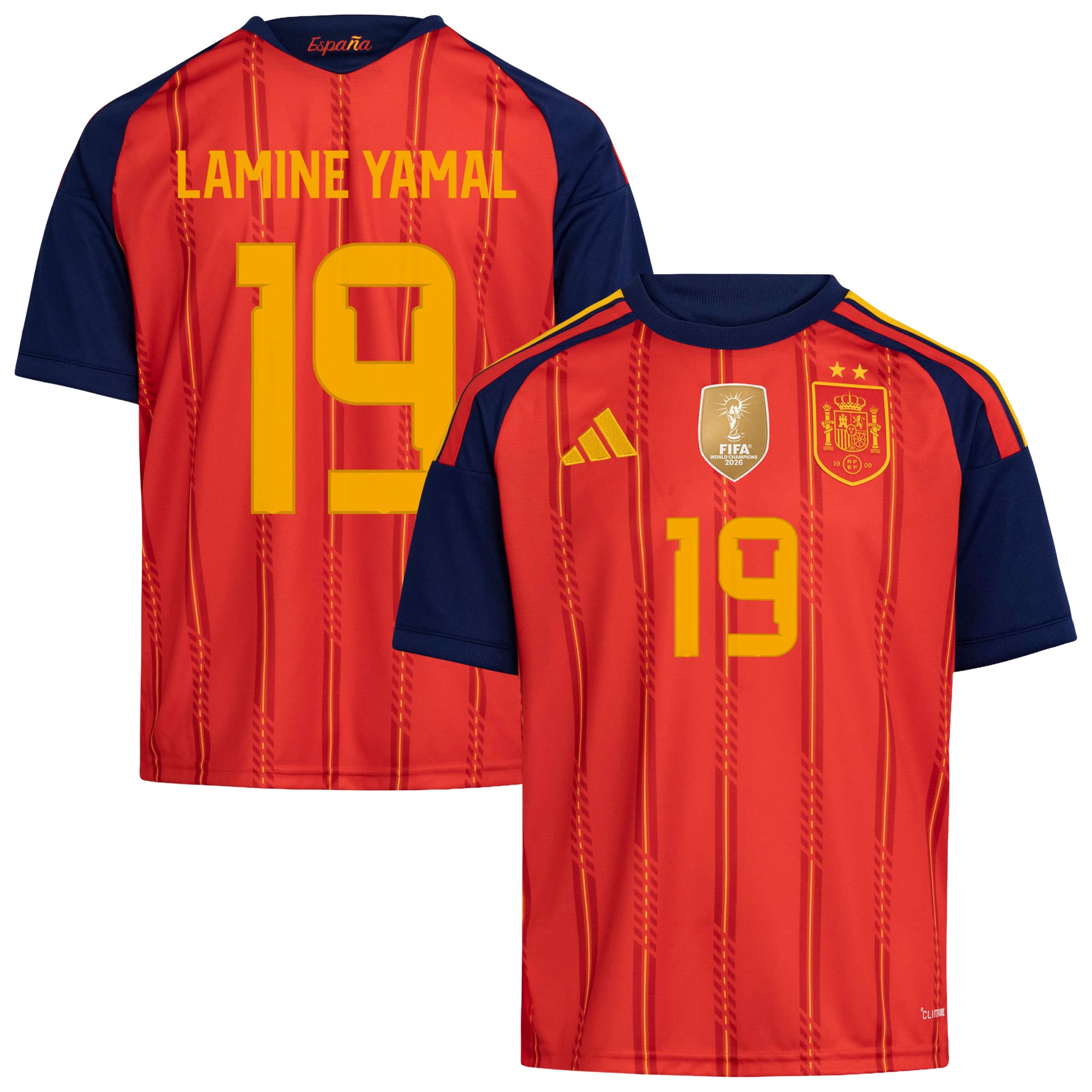 Youth adidas Lamine Yamal Red Spain National Team 2026 FIFA World Cup Champions Replica Jersey