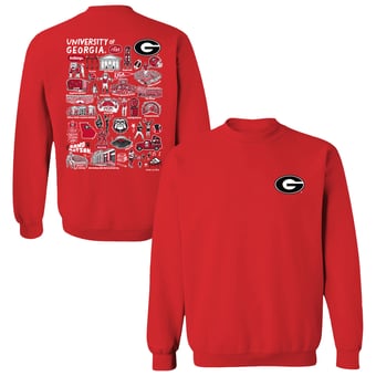 Women's Vive La Fete Red Georgia Bulldogs Impressions Artwork Sweatshirt
