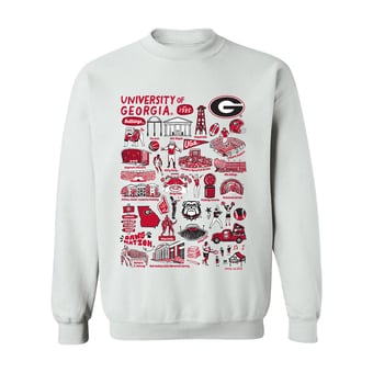 Women's Vive La Fete White Georgia Bulldogs Front Graphic Impressions Artwork Sweatshirt