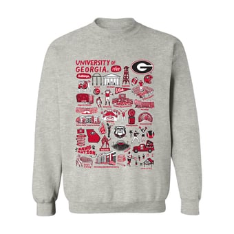 Women's Vive La Fete Gray Georgia Bulldogs Front Graphic Impressions Artwork Sweatshirt