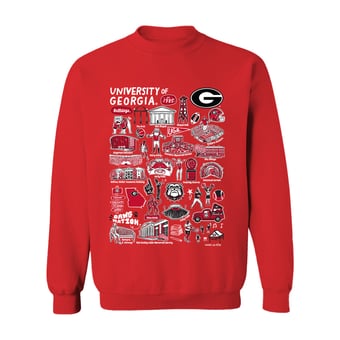 Women's Vive La Fete Red Georgia Bulldogs Front Graphic Impressions Artwork Sweatshirt
