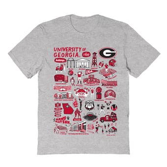 Women's Vive La Fete  Gray Georgia Bulldogs Front Graphic Impressions Artwork Relaxed Fit T-Shirt