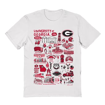 Women's Vive La Fete  White Georgia Bulldogs Front Graphic Impressions Artwork Relaxed Fit T-Shirt