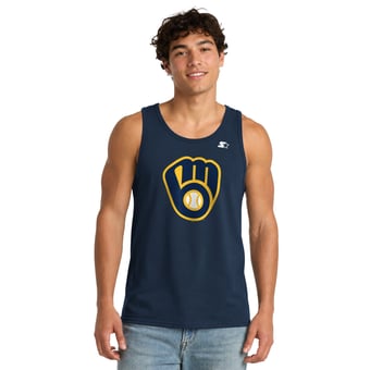 Men's Starter Navy Milwaukee Brewers Tank Top