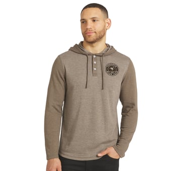Men's Darius Rucker Collection by Fanatics Tan/Brown Toronto Blue Jays Knit Hooded Henley Long Sleeve T-Shirt