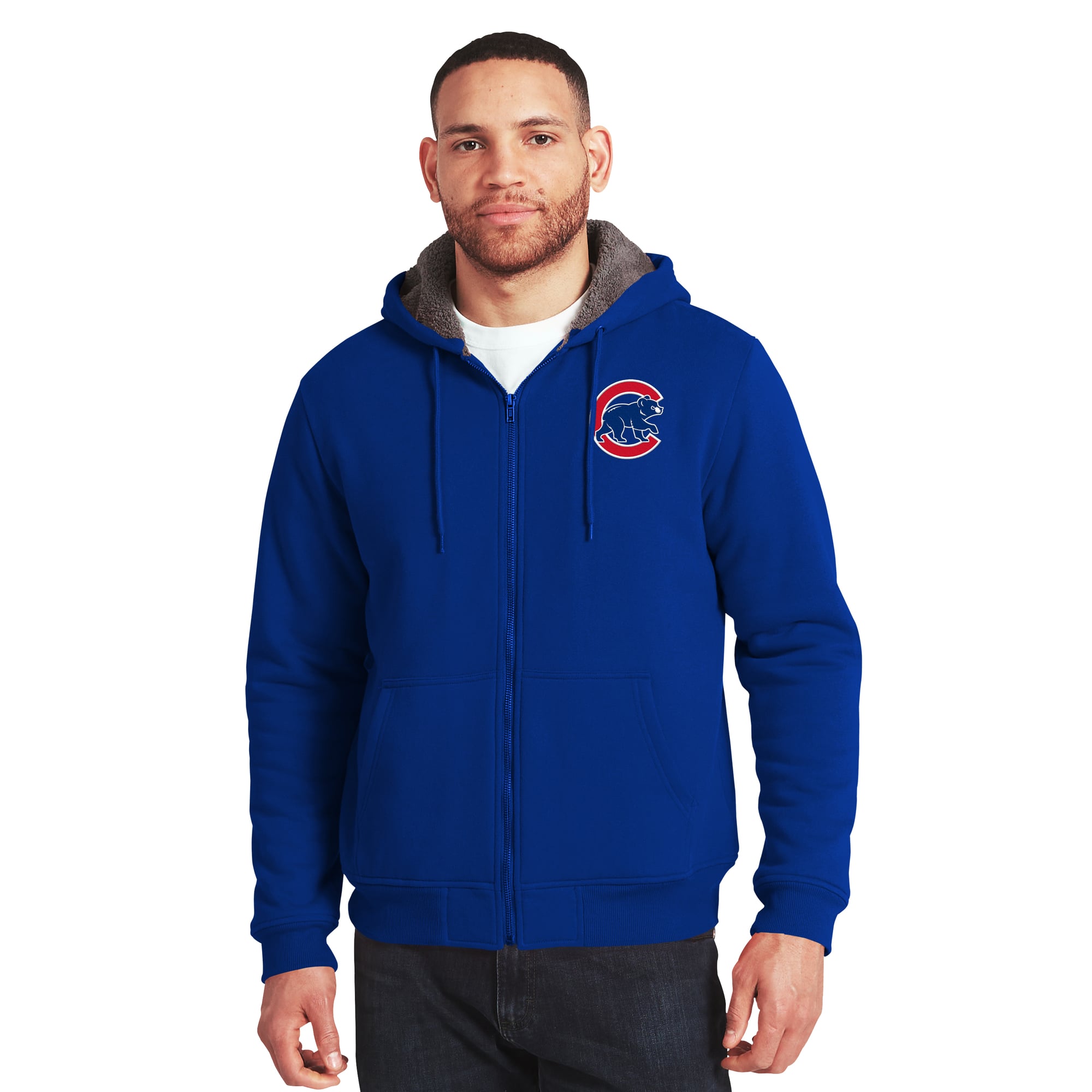 Men's Darius Rucker Collection by Fanatics Royal/Gray Chicago Cubs Sherpa Lined Full-Zip Sweatshirt