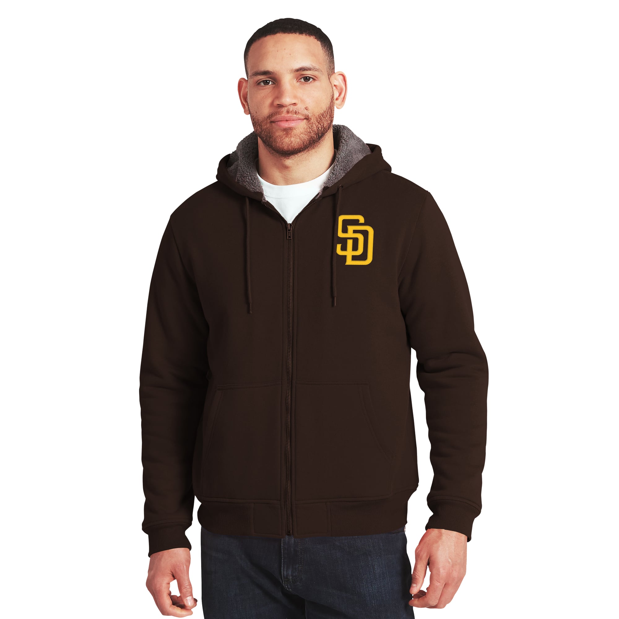 Men's Darius Rucker Collection by Fanatics Brown/Gray San Diego Padres Sherpa Lined Full-Zip Sweatshirt