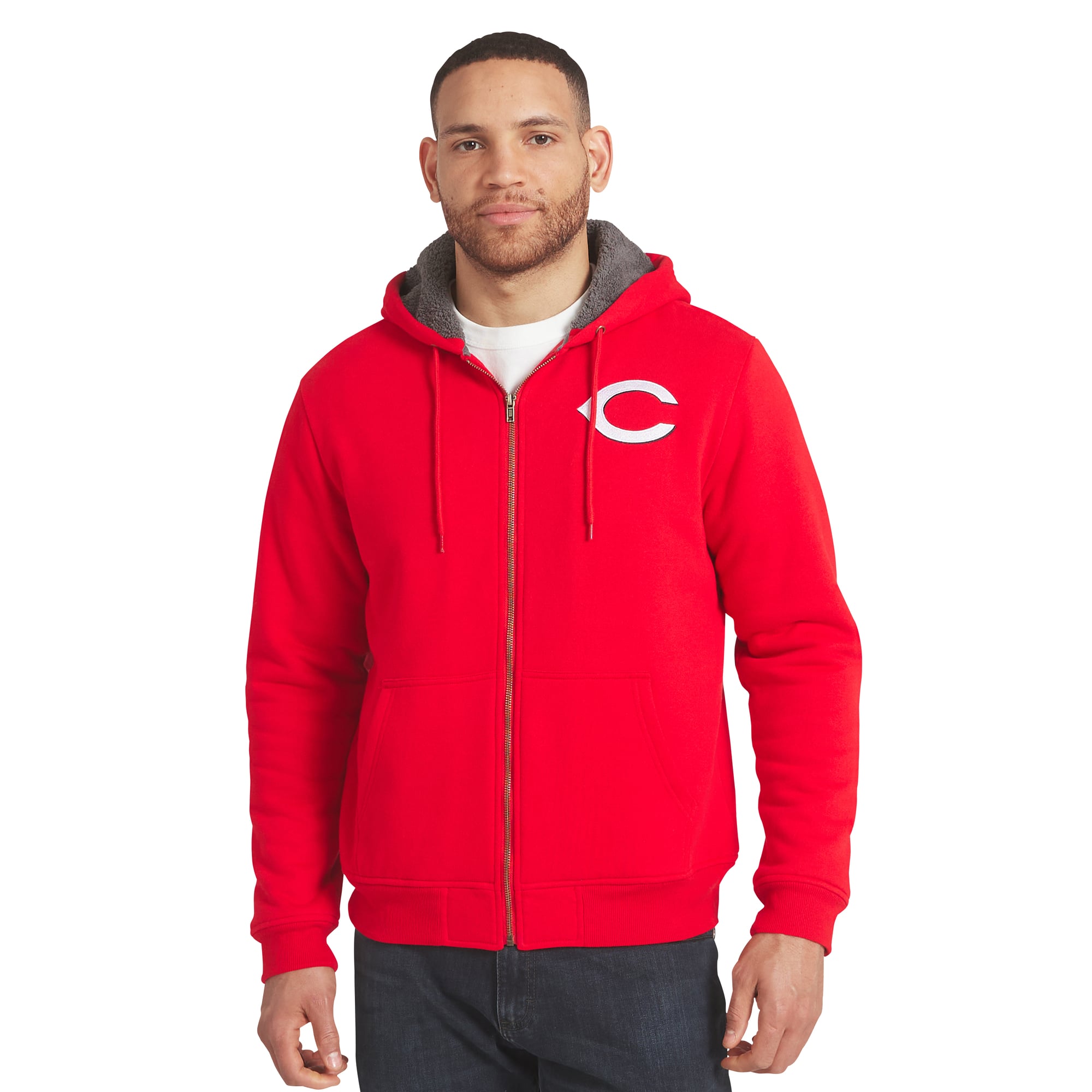 Men's Darius Rucker Collection by Fanatics Red/Gray Cincinnati Reds Sherpa Lined Full-Zip Sweatshirt