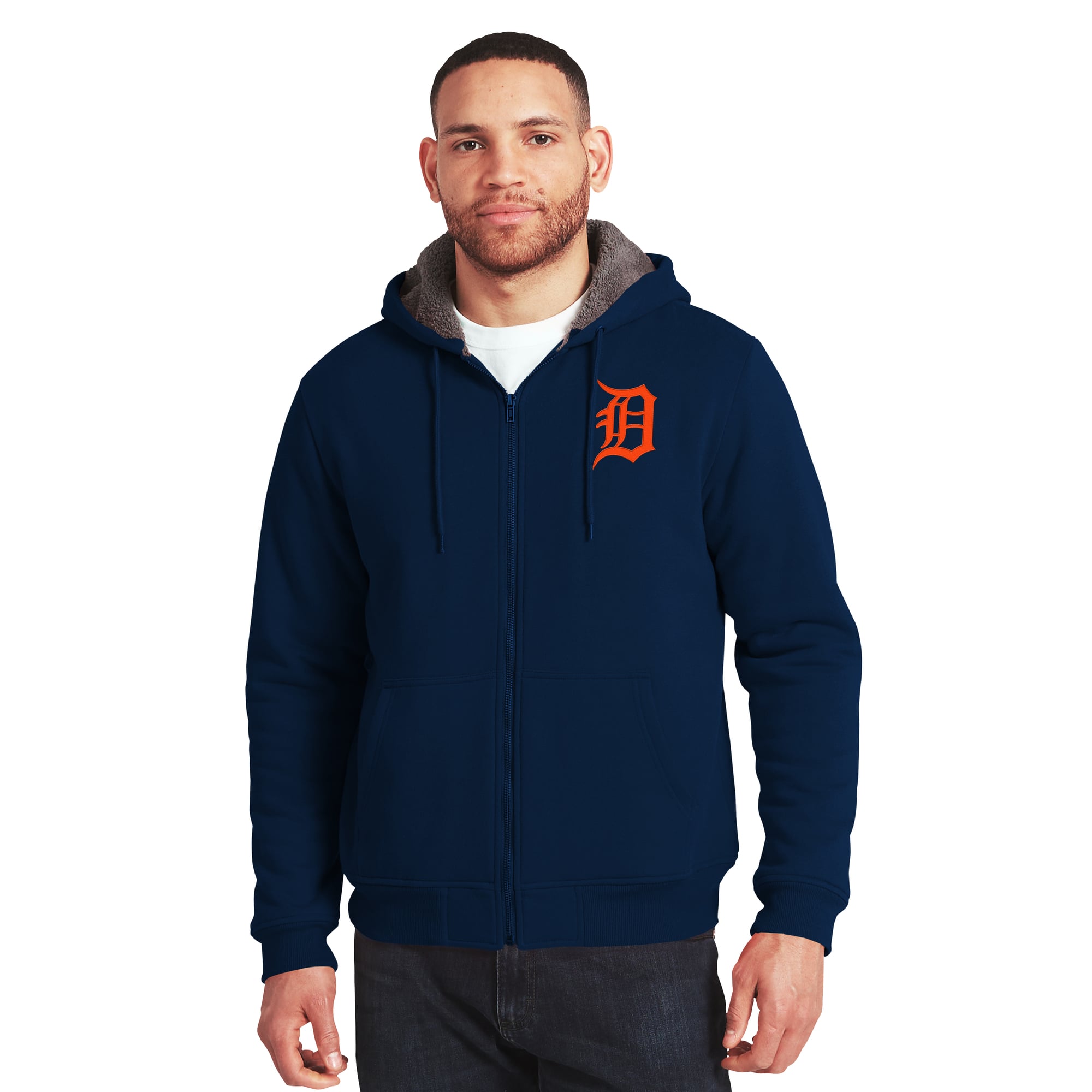 Men's Darius Rucker Collection by Fanatics Navy/Gray Detroit Tigers Sherpa Lined Full-Zip Sweatshirt