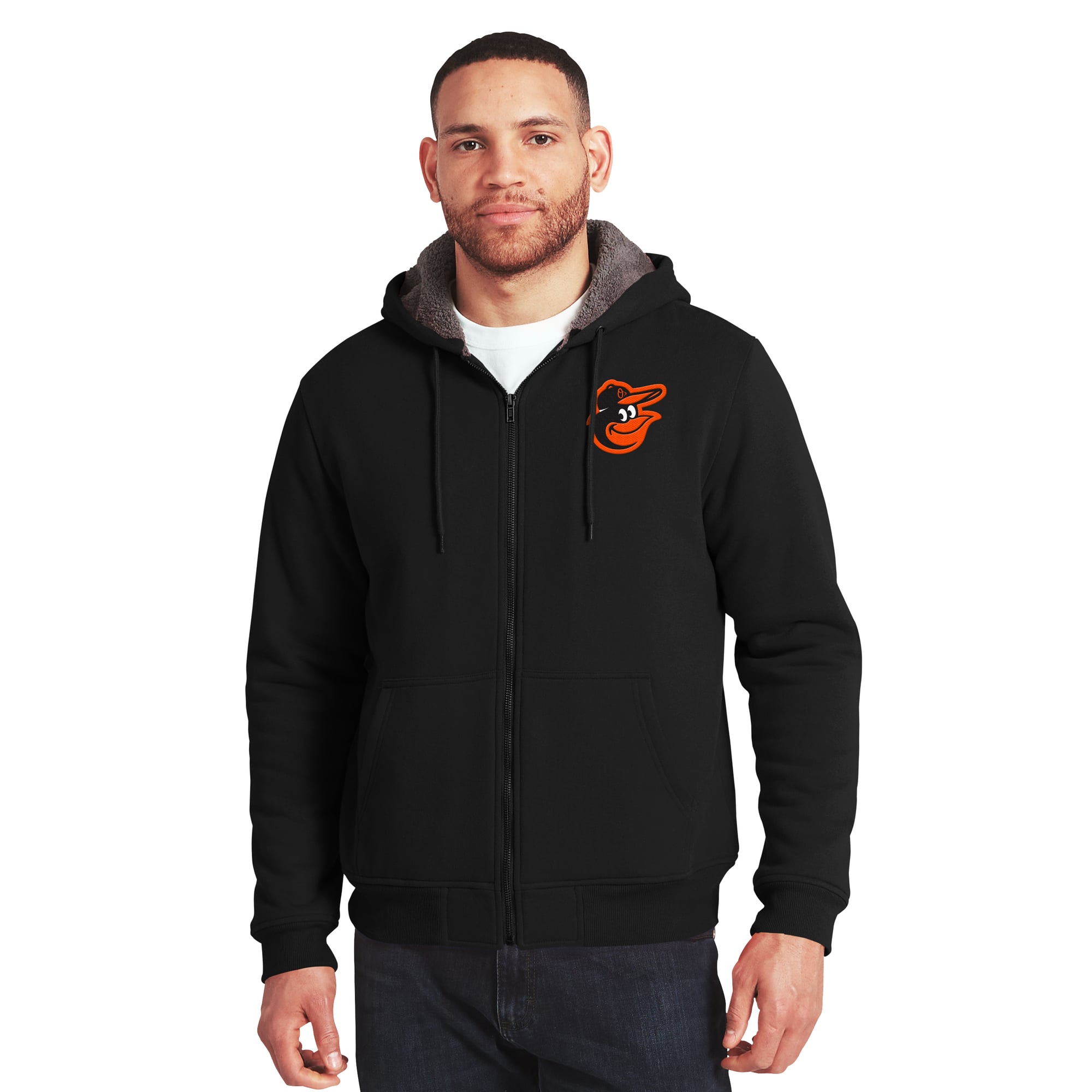 Men's Darius Rucker Collection by Fanatics Orange/Gray Baltimore Orioles Sherpa Lined Full-Zip Sweatshirt