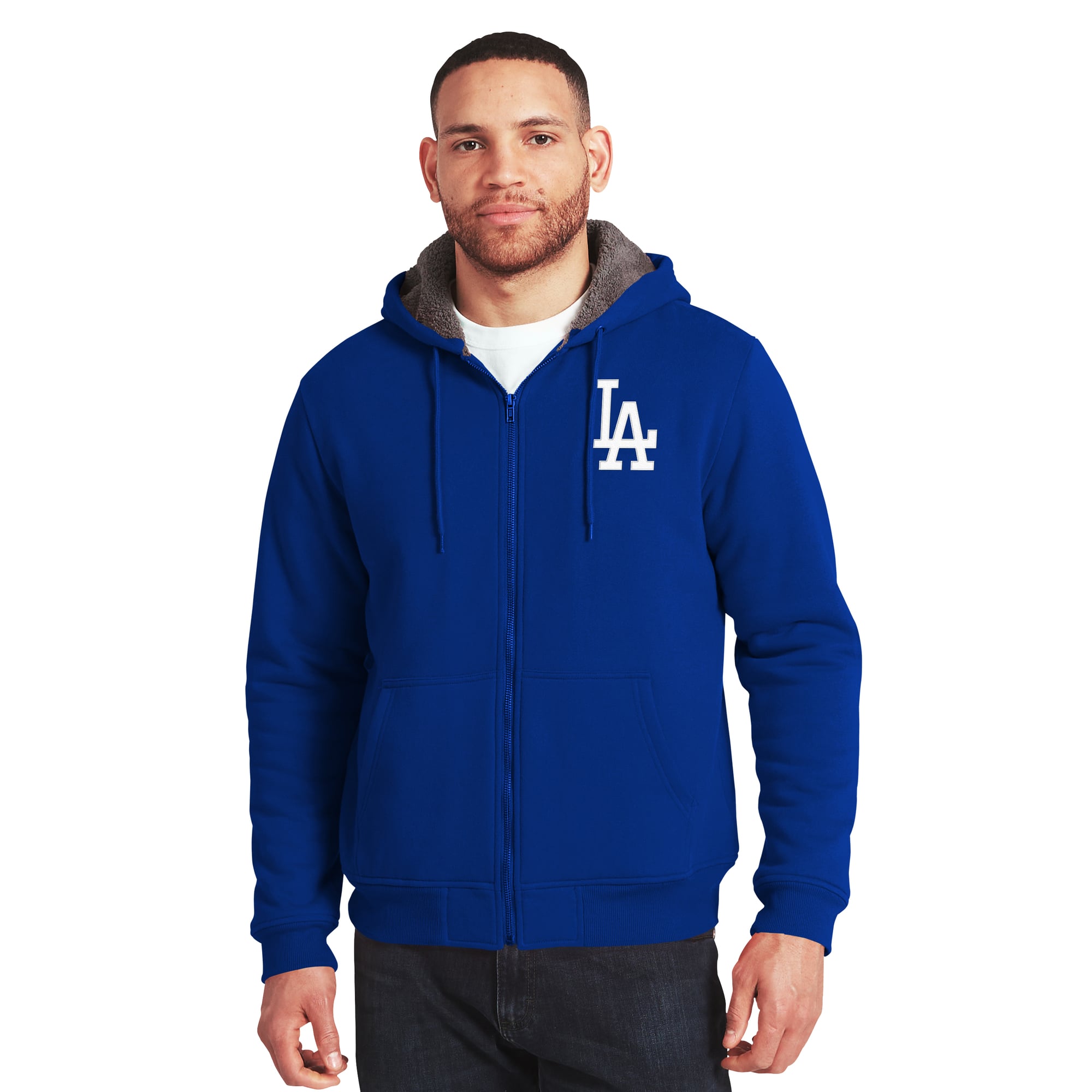 Men's Darius Rucker Collection by Fanatics Royal/Gray Los Angeles Dodgers Sherpa Lined Full-Zip Sweatshirt