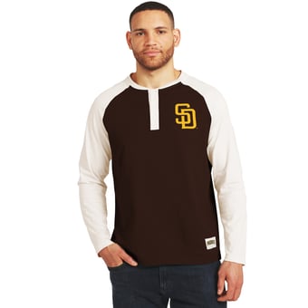 Men's Darius Rucker Collection by Fanatics Brown/White San Diego Padres Henley Long Sleeve T-Shirt