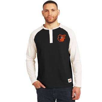 Men's Darius Rucker Collection by Fanatics Black/White Baltimore Orioles Henley Long Sleeve T-Shirt