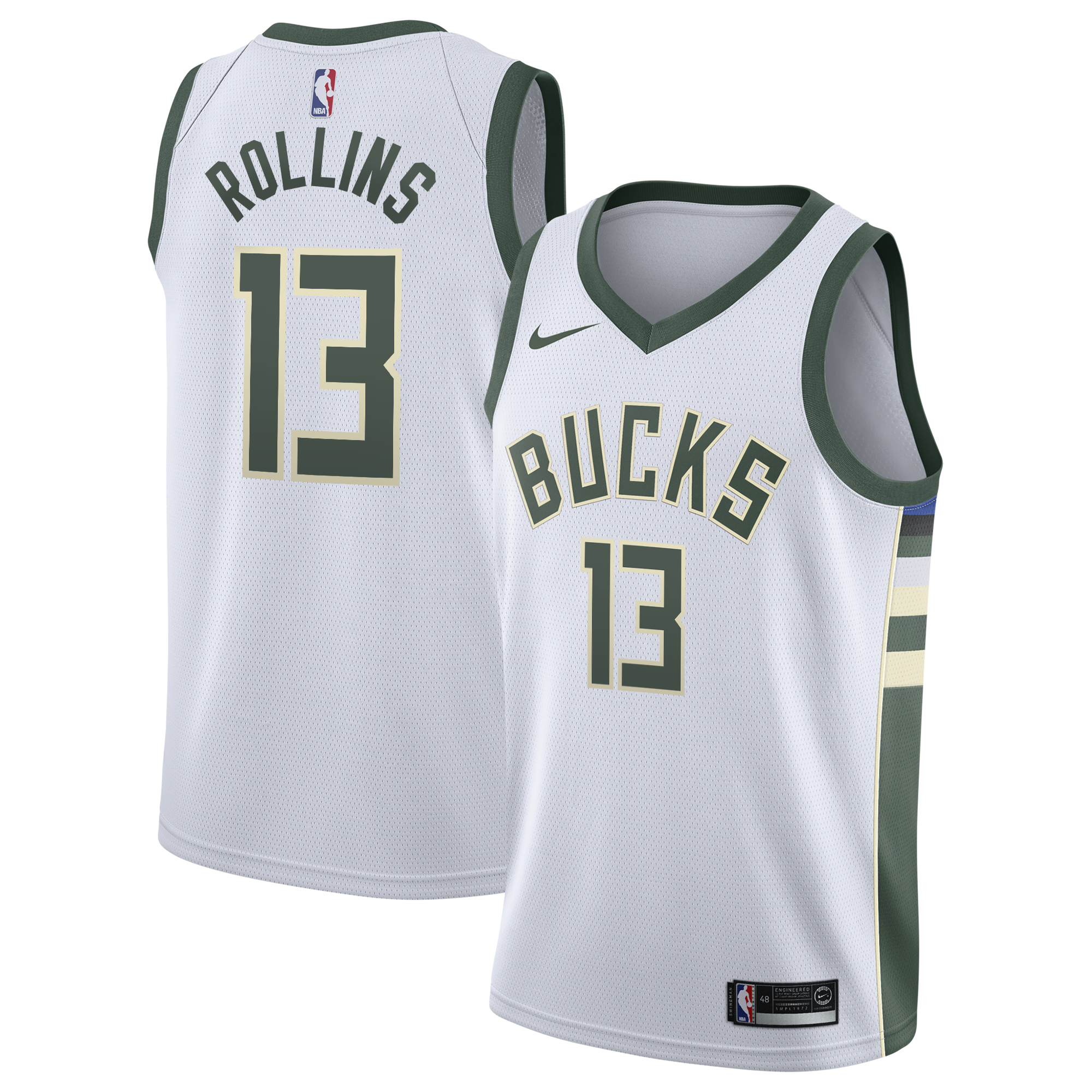 Camiseta Swingman Nike Association Edition de los Milwaukee Bucks - Blanca - Ryan Rollins - Juvenil