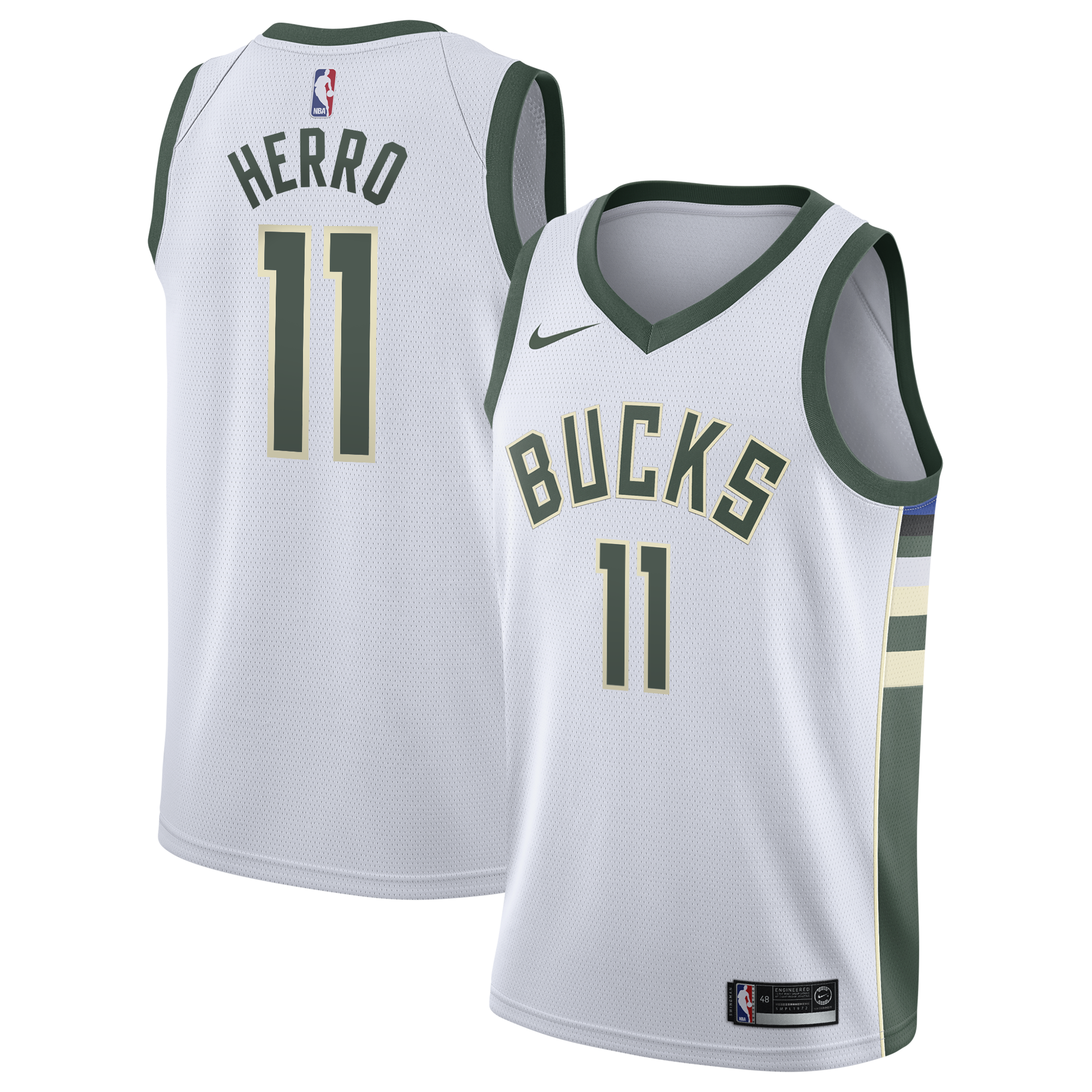 Camiseta Swingman Nike Association Edition de los Milwaukee Bucks - Blanca - Tyler Herro - Juvenil