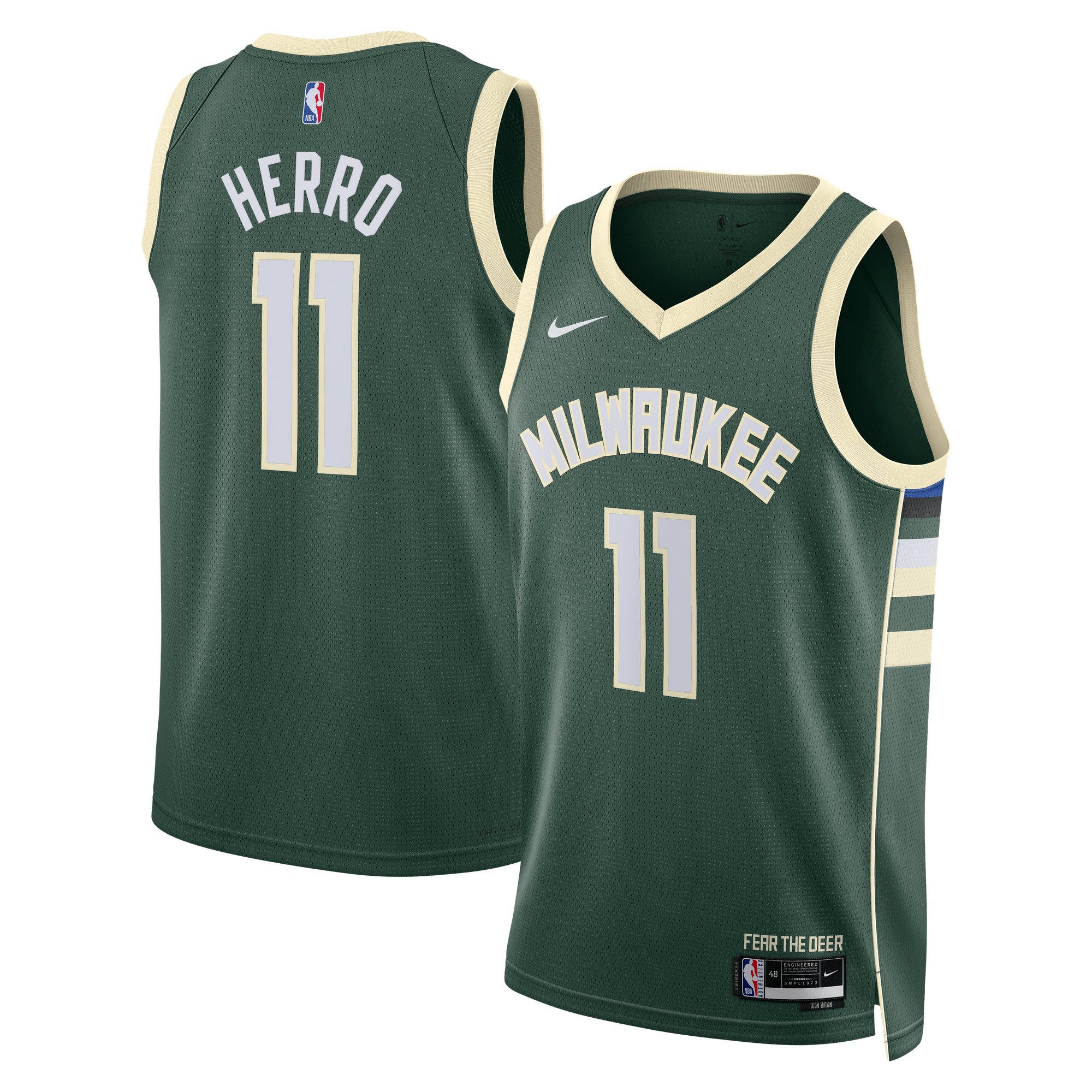Camiseta Nike Icon Edition Swingman de los Milwaukee Bucks - Verde Cazador - Tyler Herro - Unisex