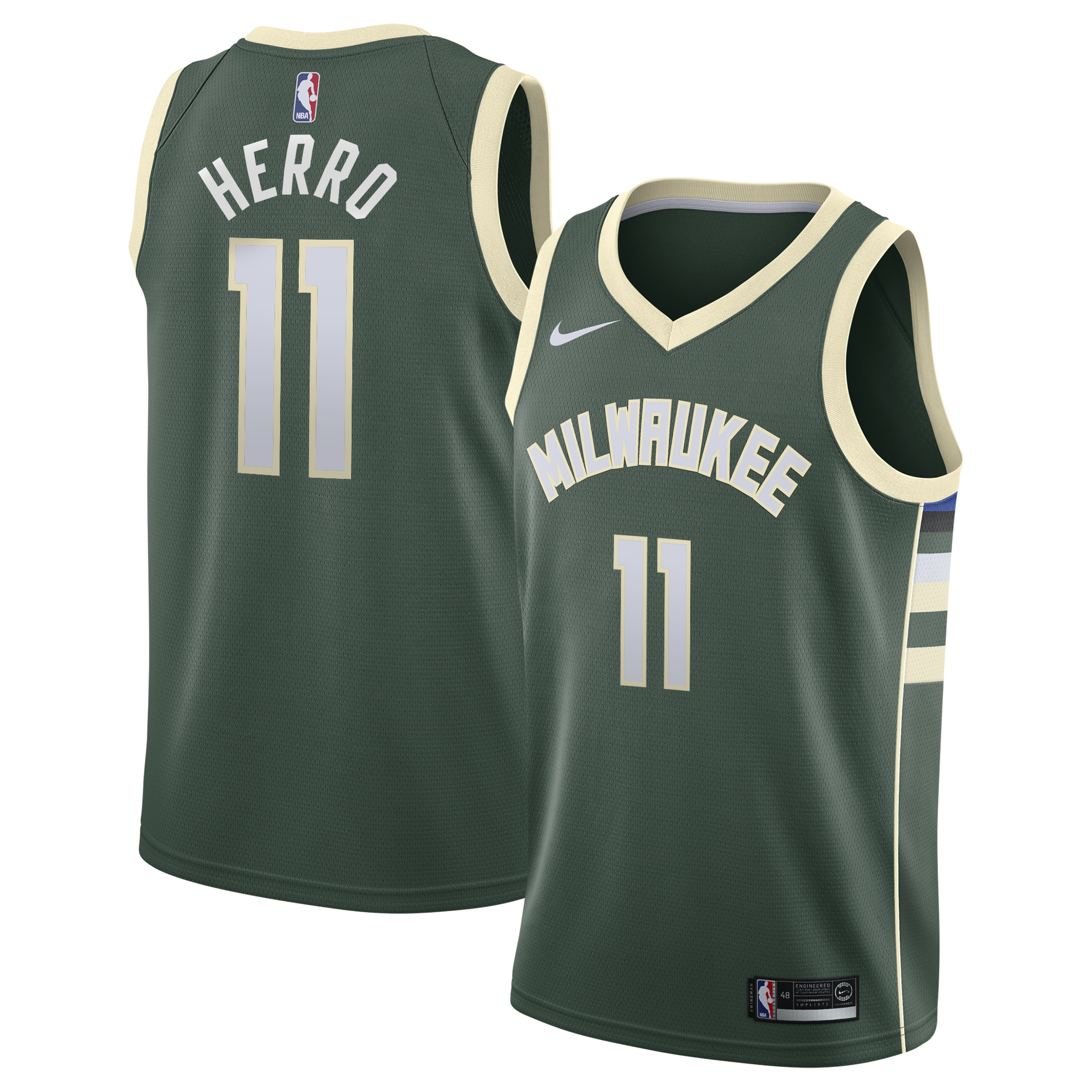 Camiseta Swingman Nike Icon Edition de los Milwaukee Bucks - Verde Cazador - Tyler Herro - Juvenil