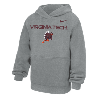 Youth Nike Gray Virginia Tech Hokies Rushing Mascot Club Fleece Hoodie