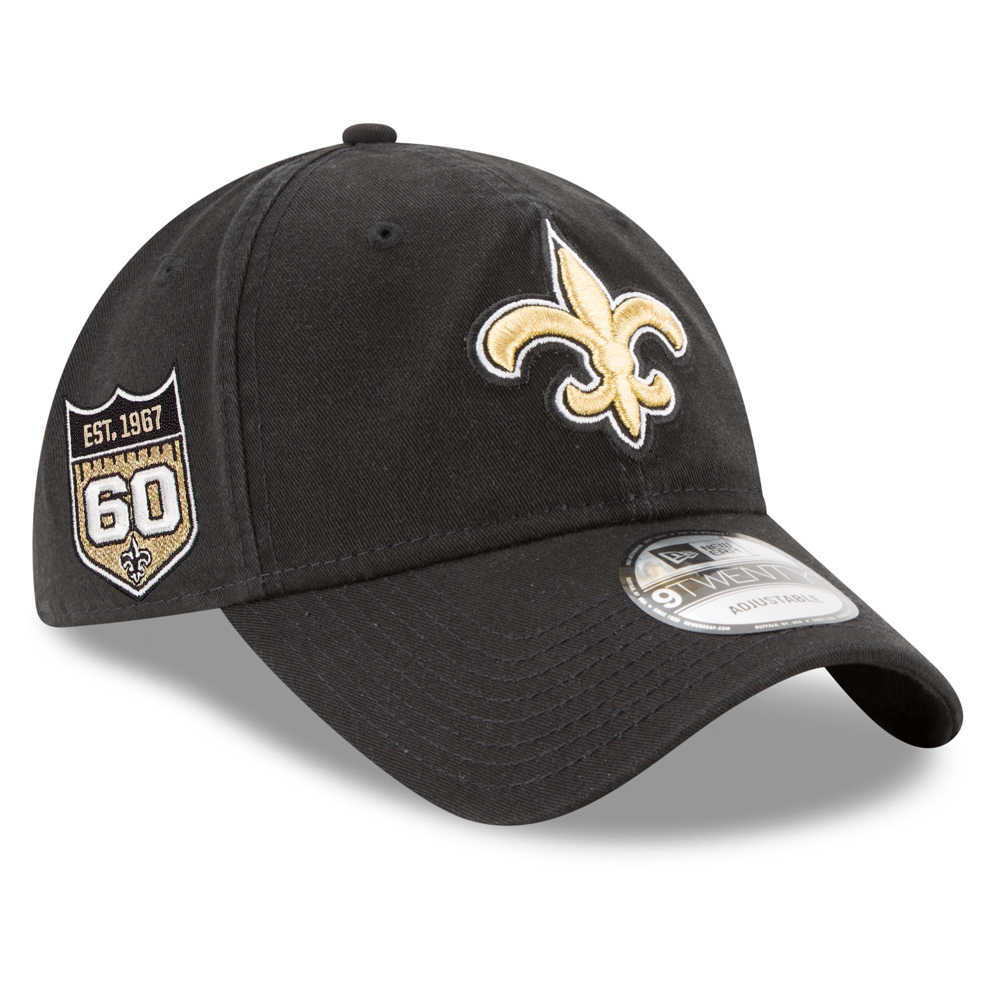 Men's New Era Black New Orleans Saints 60th Anniversary 9TWENTY Adjustable Hat