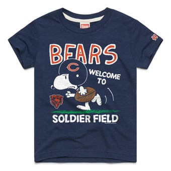 Youth Homage Navy Chicago Bears x Peanuts Welcome To Solider Field Tri-Blend T-Shirt