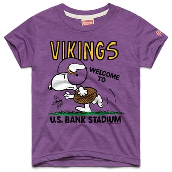 Youth Homage Purple Minnesota Vikings x Peanuts Welcome to U.S. Bank Stadium Tri-Blend T-Shirt