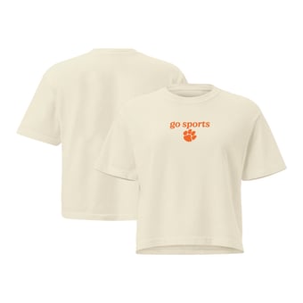 Women's Comfort Colors Cream Clemson Tigers Go Sports Cropped T-Shirt