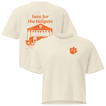 Women's Comfort Colors Cream Clemson Tigers Here For The Tailgate Cropped T-Shirt