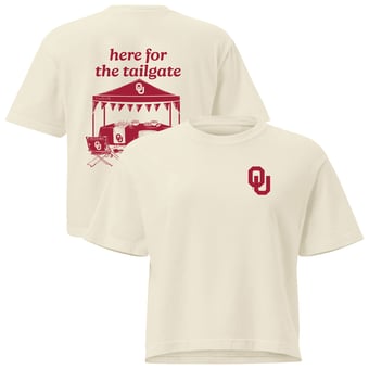 Women's Comfort Colors Cream Oklahoma Sooners Here For The Tailgate Cropped T-Shirt