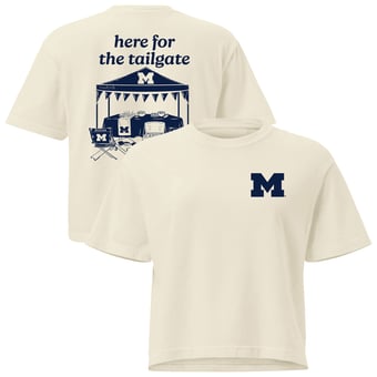 Women's Comfort Colors Cream Michigan Wolverines Here For The Tailgate Cropped T-Shirt