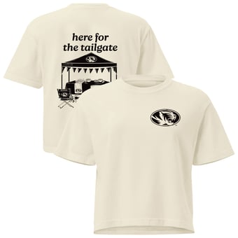 Women's Comfort Colors Cream Missouri Tigers Here For The Tailgate Cropped T-Shirt