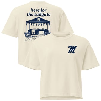 Women's Comfort Colors Cream Ole Miss Rebels Here For The Tailgate Cropped T-Shirt