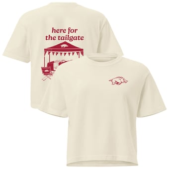 Women's Comfort Colors Cream Arkansas Razorbacks Here For The Tailgate Cropped T-Shirt