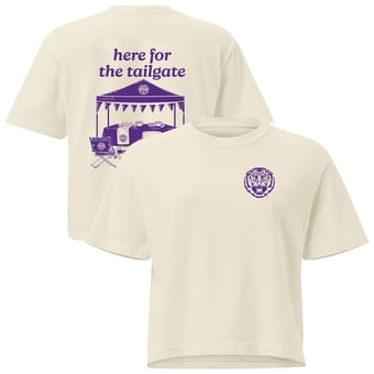 Women's Comfort Colors Cream LSU Tigers Here For The Tailgate Cropped T-Shirt