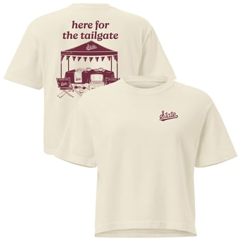 Women's Comfort Colors Cream Mississippi State Bulldogs Here For The Tailgate Cropped T-Shirt
