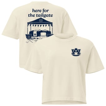 Women's Comfort Colors Cream Auburn Tigers Here For The Tailgate Cropped T-Shirt