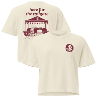 Women's Comfort Colors Cream Florida State Seminoles Here For The Tailgate Cropped T-Shirt