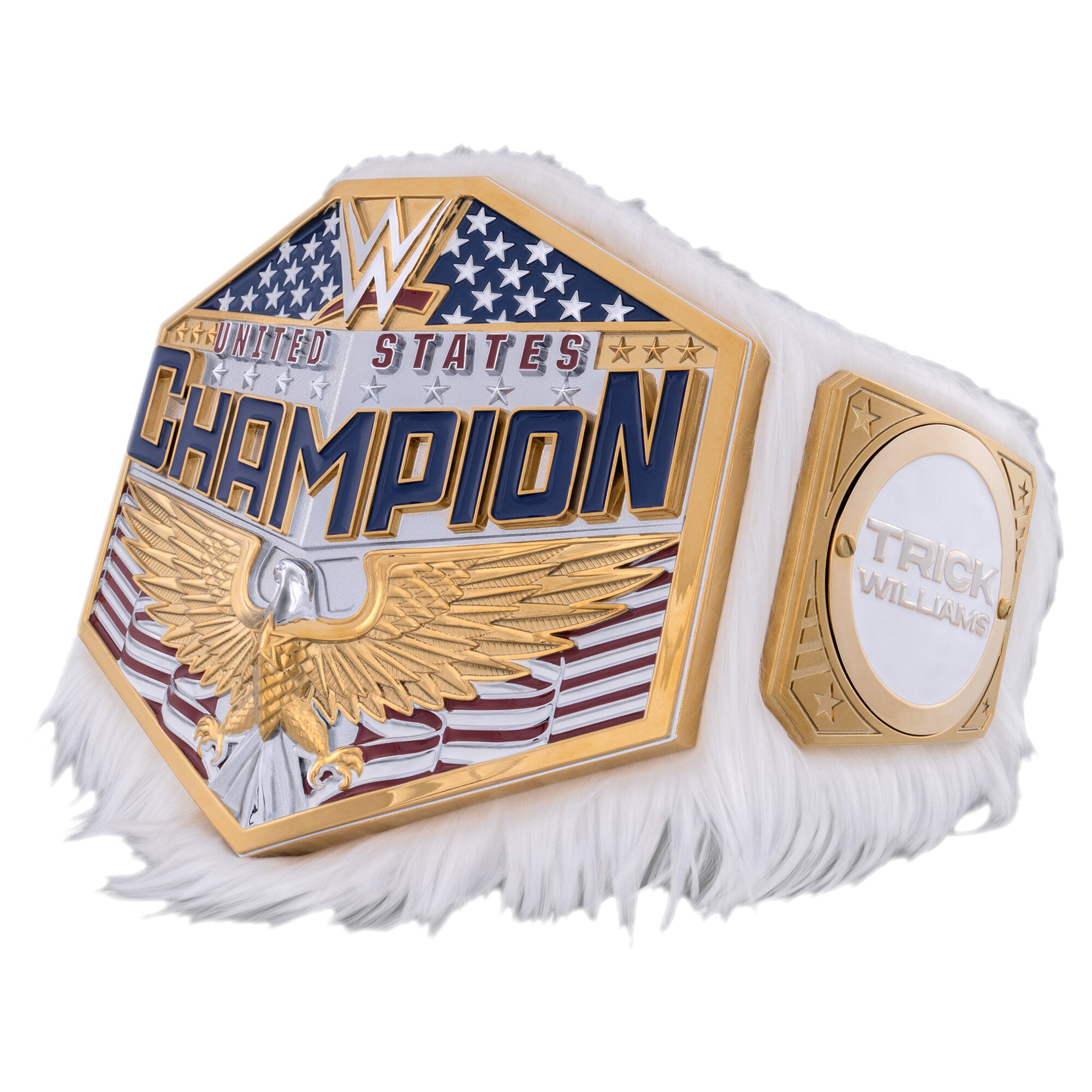 Réplique de la ceinture de champion des États-Unis de Trick Williams en fourrure: retailer-supplied image