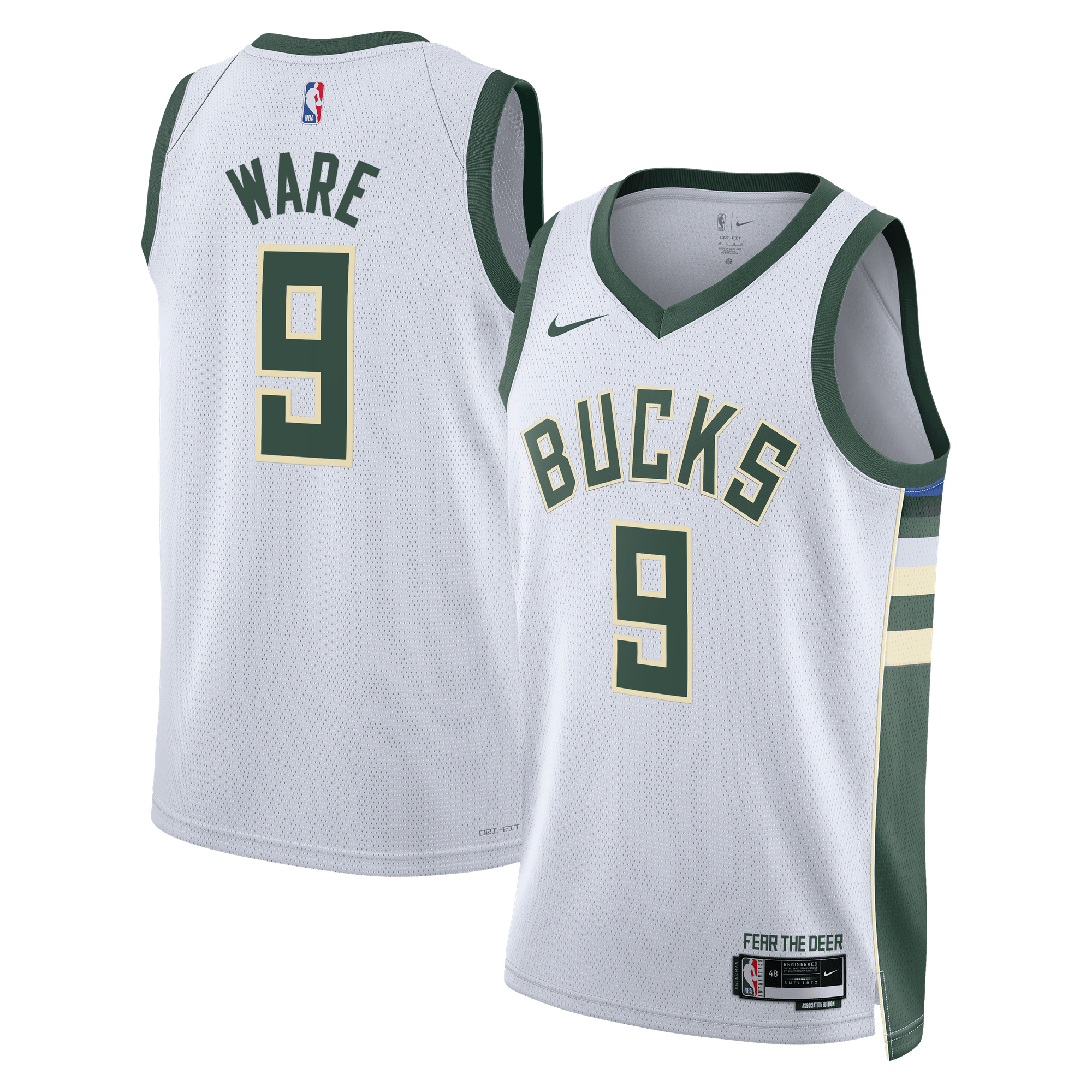 Camiseta Swingman Nike Association Edition de los Milwaukee Bucks - Blanca - Kel'el Ware - Unisex