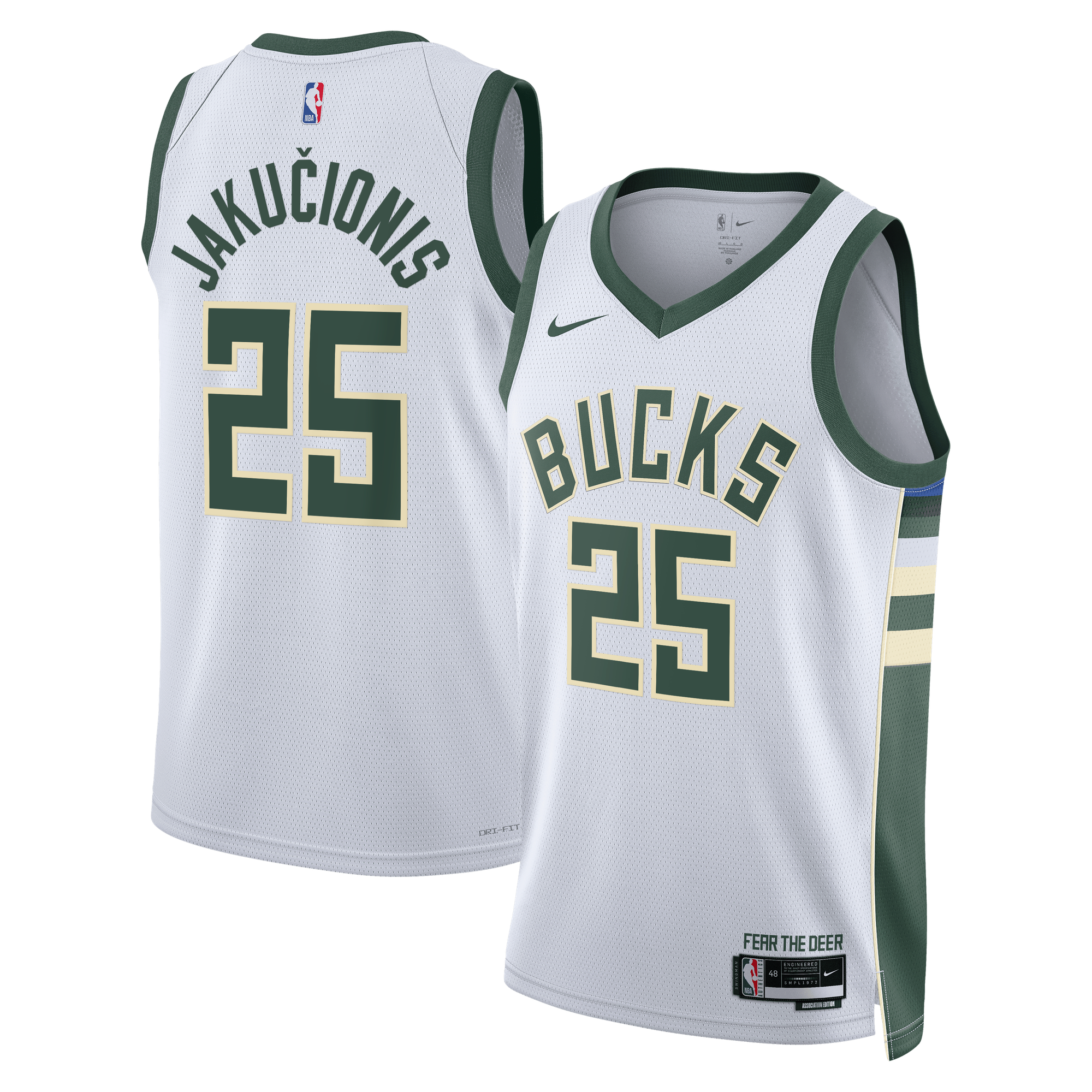 Camiseta Nike Association Swingman de los Milwaukee Bucks - Personalizada - Unisex - Kasparas Jakučionis 25