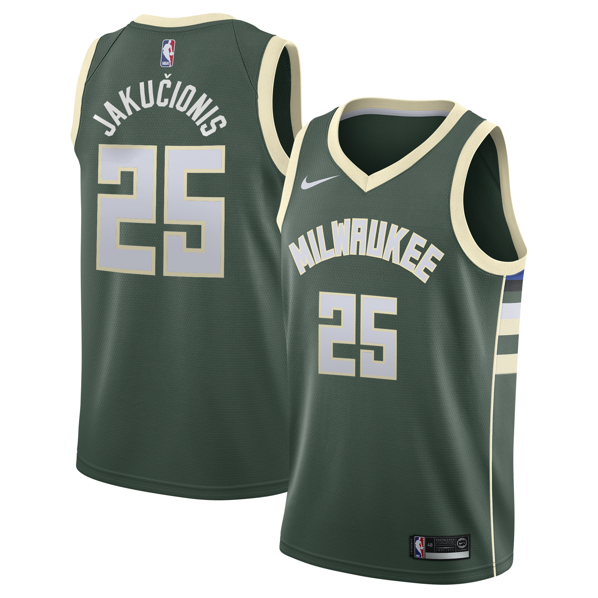 Camiseta Nike Icon Edition Swingman de los Milwaukee Bucks - Blanco - Kasparas Jakučionis - Jóvenes