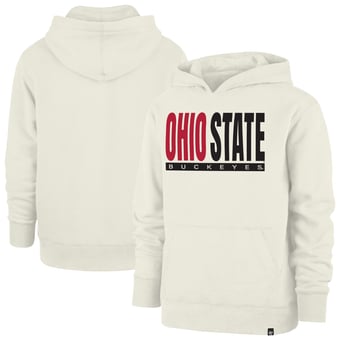Youth '47 Cream Ohio State Buckeyes Block Text Pullover Hoodie
