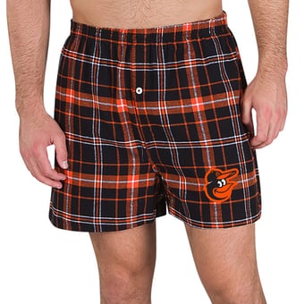 Men's Concepts Sport Black/Orange Baltimore Orioles Ultimate Flannel Boxers