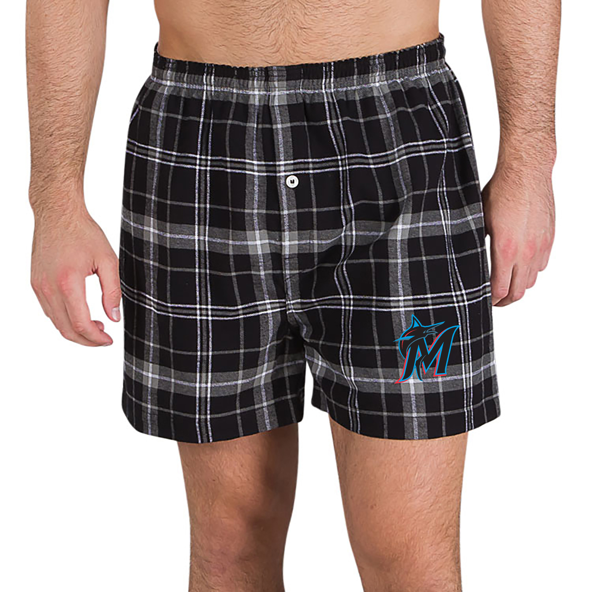 Men’s Concepts Sport Black/Gray Miami Marlins Ultimate Flannel Boxers
