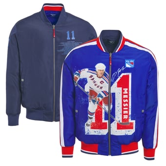 Men's FE Mark Messier Blue/Navy New York Rangers Reversible Full-Zip Bomber Jacket