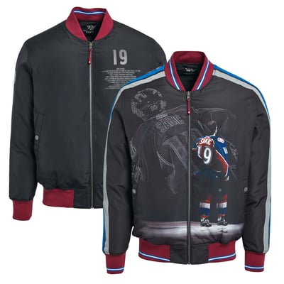 Men's FE Joe Sakic Charcoal Colorado Avalanche Reversible Full-Zip Bomber Jacket