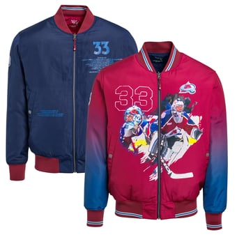 Men's FE Patrick Roy Burgundy Colorado Avalanche Reversible Full-Zip Bomber Jacket