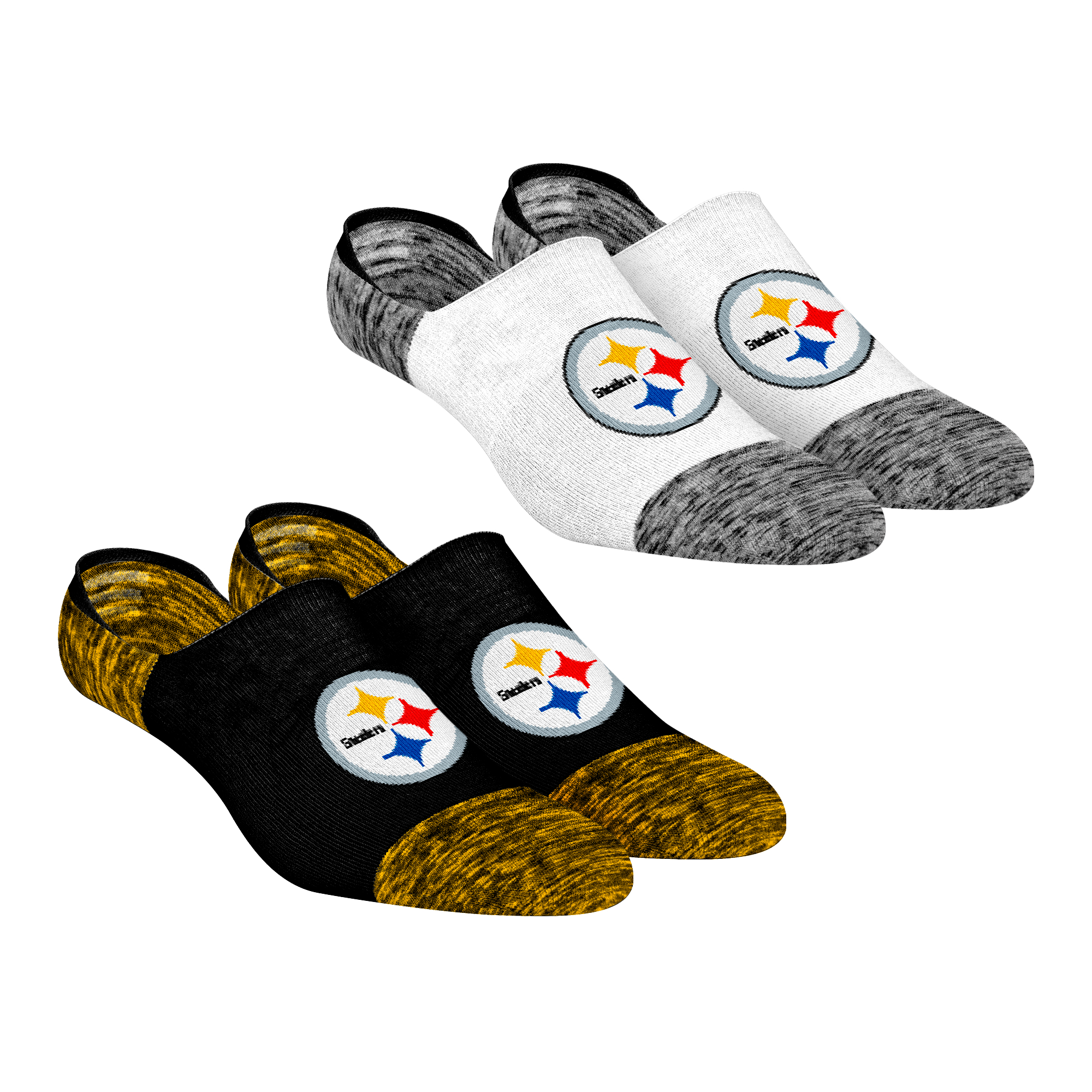 Unisex Rock Em Pittsburgh Steelers Two-Pack Marl No-Show Socks