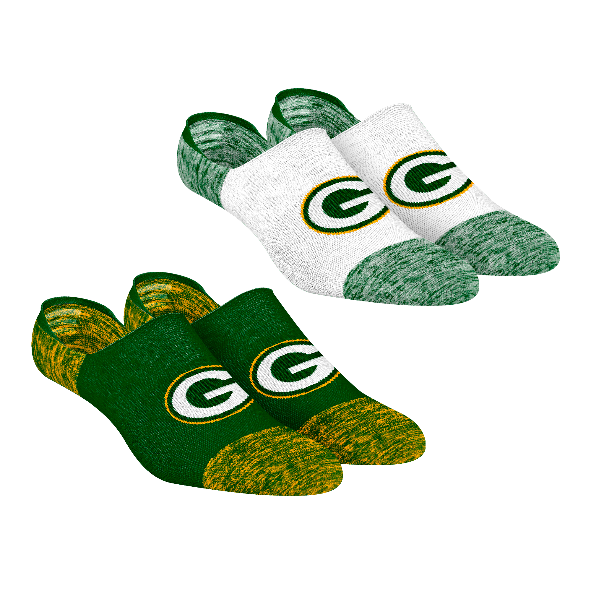 Unisex Rock Em Green Bay Packers Two-Pack Marl No-Show Socks